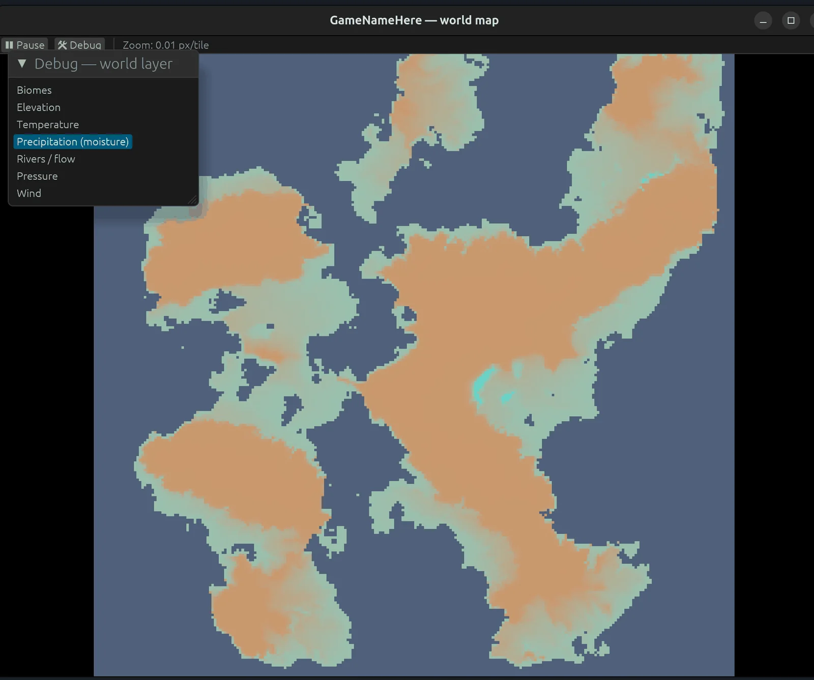 Final world colored by temperature